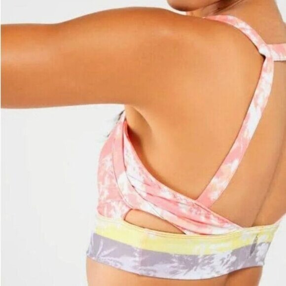 FP Movement ✦ Tie-Dye Sports Bra ✦ Bright Pink Double Strap Elastic Band S NWT - Picture 4 of 14
